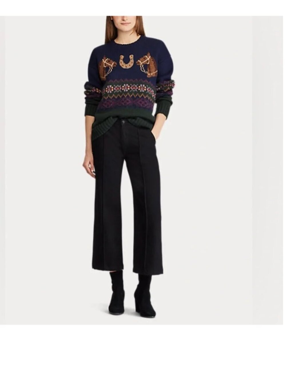Polo Ralph Lauren Equestrian Horseshoe Fair Isle Wool Alpaca Knit Sweater Sz L - Picture 4 of 7
